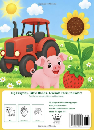Friendly farm animals, crops, tools, and farm equipment