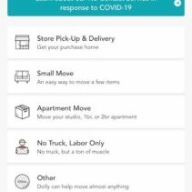 The different steps to the Dolly app